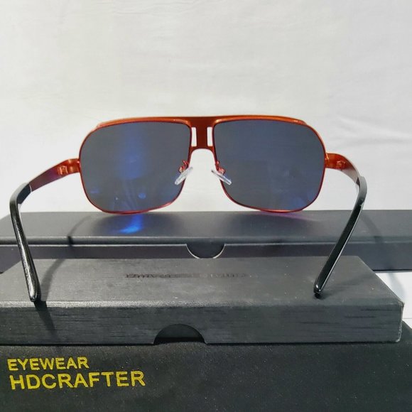 Unisex Classic Polarized Sunglasses Square 64mm Red/Gold Metal Frame 100%UV main image 6